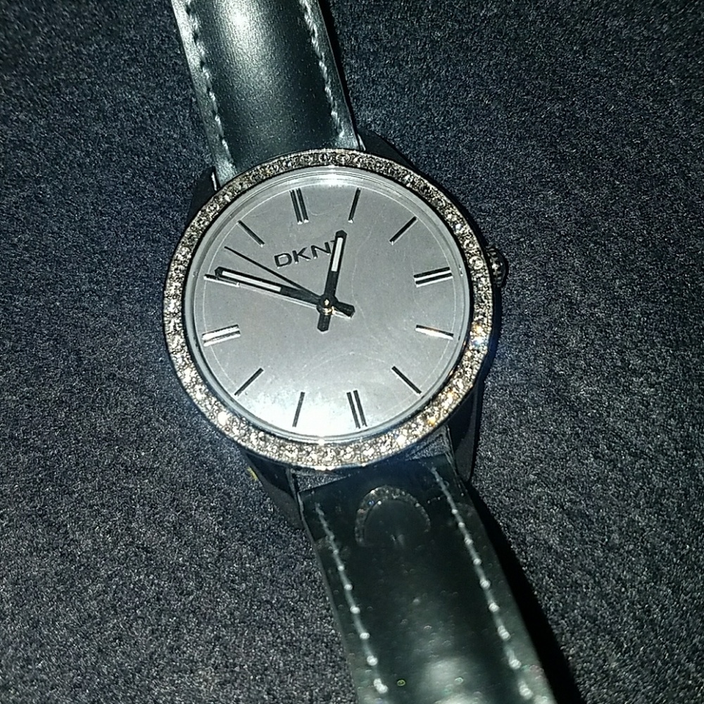DKNY Watch- leather and stainless steel